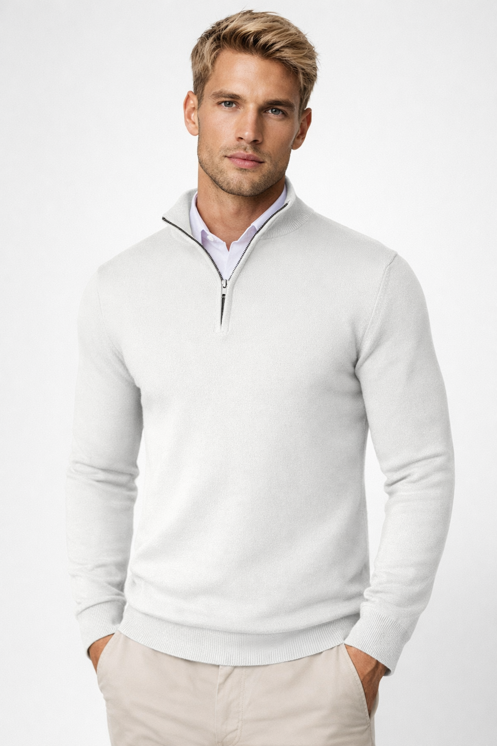 Edward | Men Half Zip High Neck Sweater