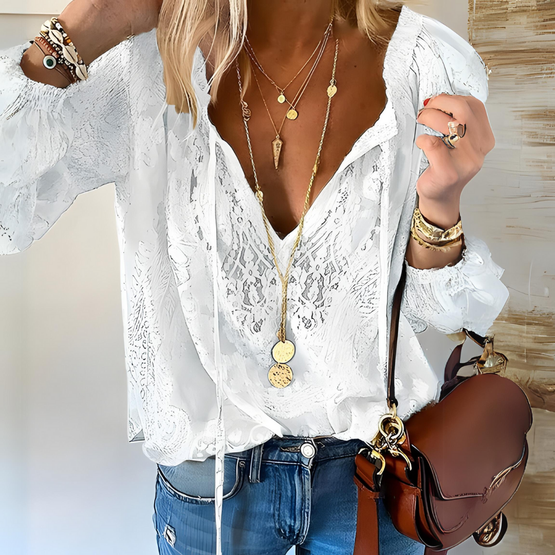 Maria | Women Elegant Boho V Neck Blouse