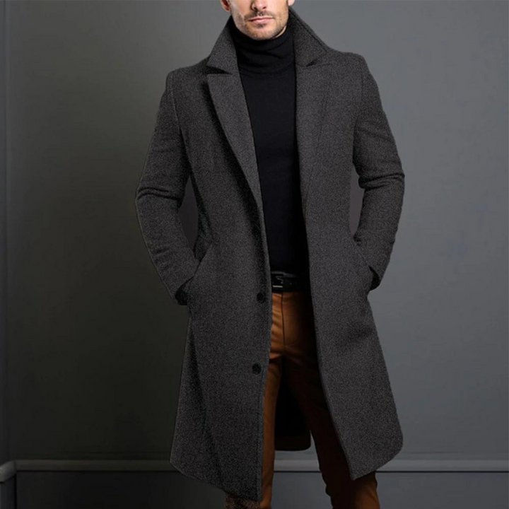 Jameson | Classic Long Overcoat with Lapel for Men
