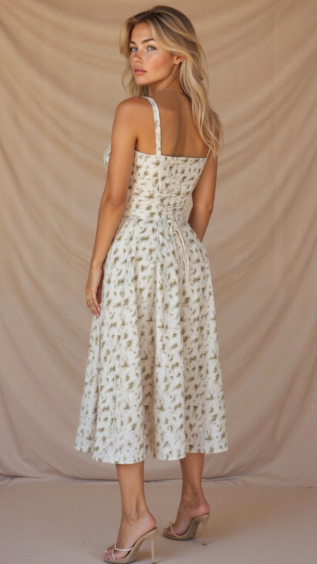 Samantha | Women’s Corset Midi Dress Flowing Skirt