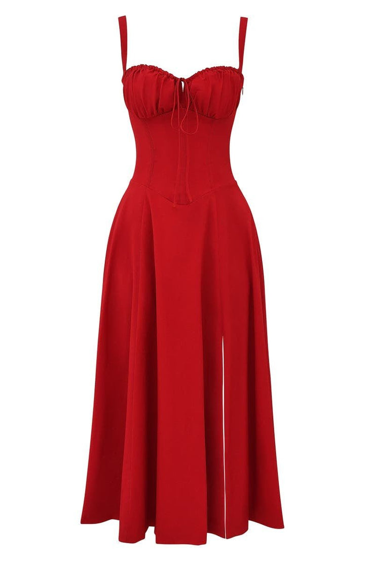 Samantha | Women’s Corset Midi Dress Flowing Skirt