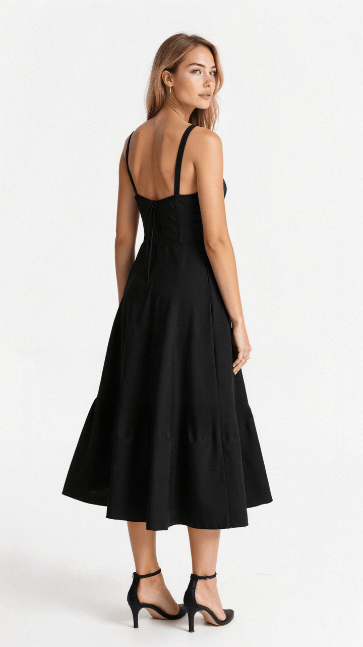 Samantha | Women’s Corset Midi Dress Flowing Skirt