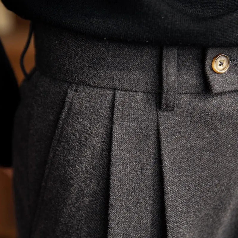 Lance | Men’s High Waisted Pleated Straight Trousers