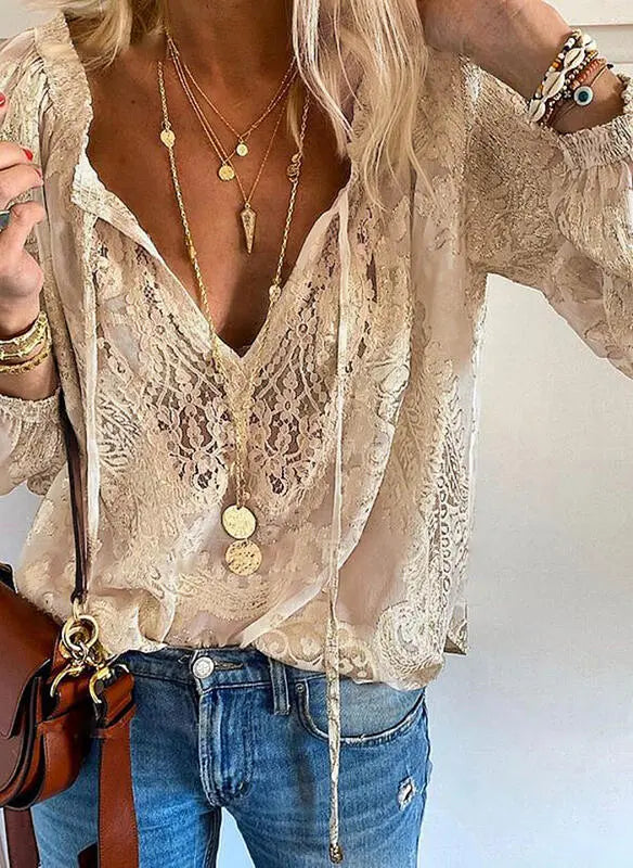 Maria | Women Elegant Boho V Neck Blouse