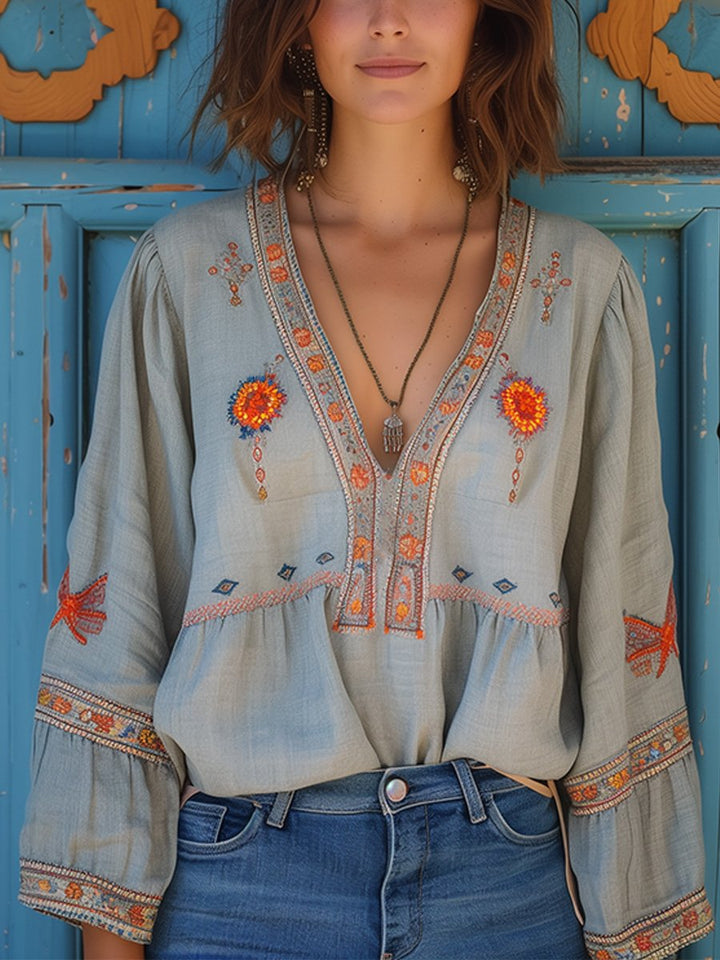Kaitlyn | Women’s Summer Bohemian Embroidered Blouse